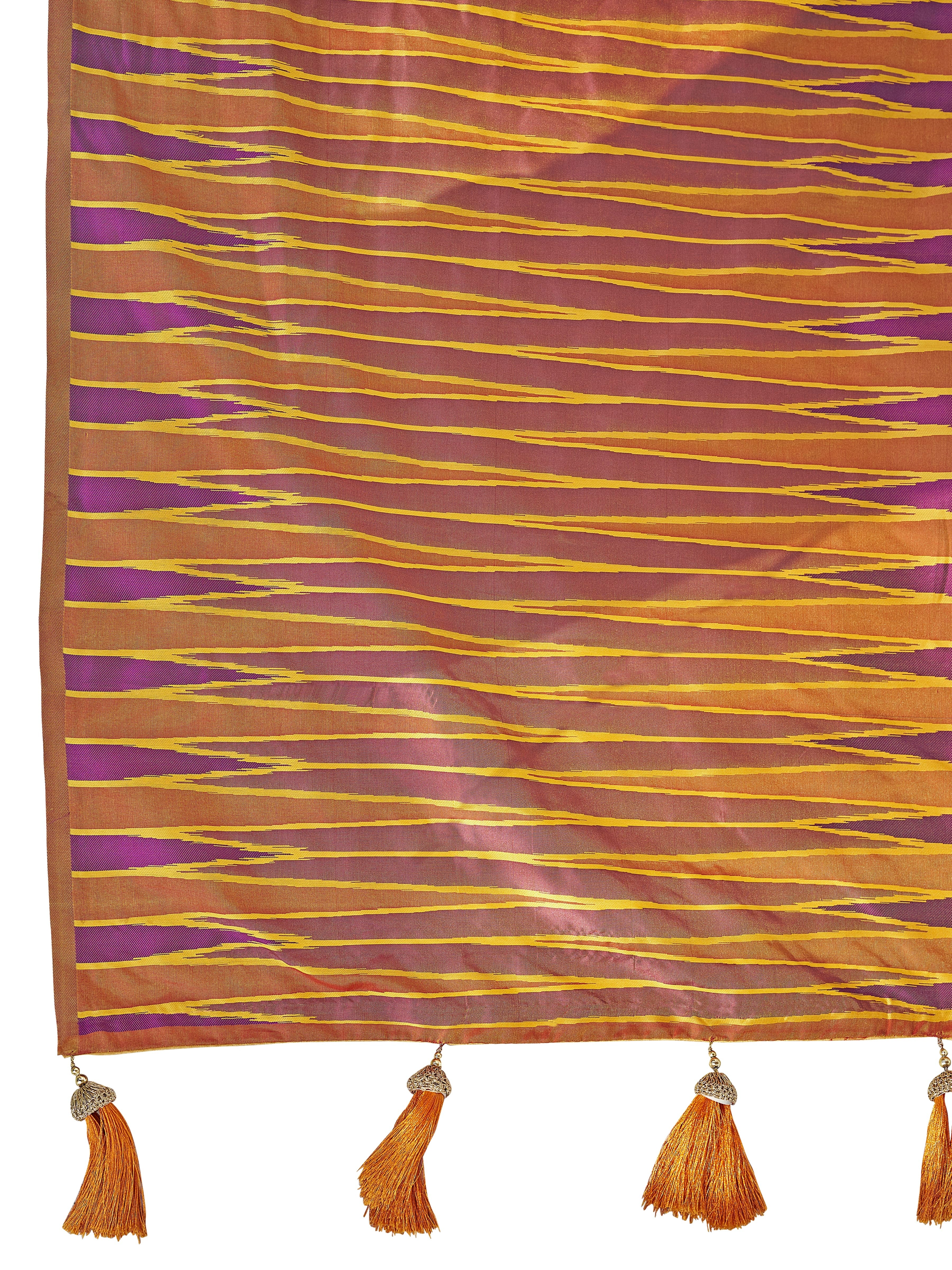 MANOHARI Banarasi Silk Blend Jacquard Work Saree - Purple - Dista
