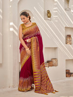 Thumbnail for MANOHARI Banarasi Silk Blend Jacquard Work Saree - Red - Dista