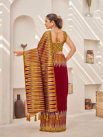 Thumbnail for MANOHARI Banarasi Silk Blend Jacquard Work Saree - Red - Dista