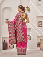 Thumbnail for MANOHARI Banarasi Silk Blend Jacquard Work Saree - Pink - Dista