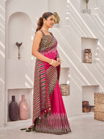 Thumbnail for MANOHARI Banarasi Silk Blend Jacquard Work Saree - Pink - Dista