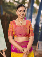 Thumbnail for MANOHARI Banarasi Silk Blend Jacquard Work Saree - Yellow - Dista
