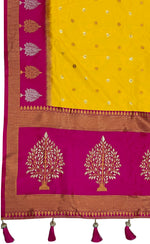 Thumbnail for MANOHARI Banarasi Silk Blend Jacquard Work Saree - Yellow - Dista