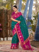 Thumbnail for MANOHARI Banarasi Silk Blend Jacquard Work Saree - Green - Dista