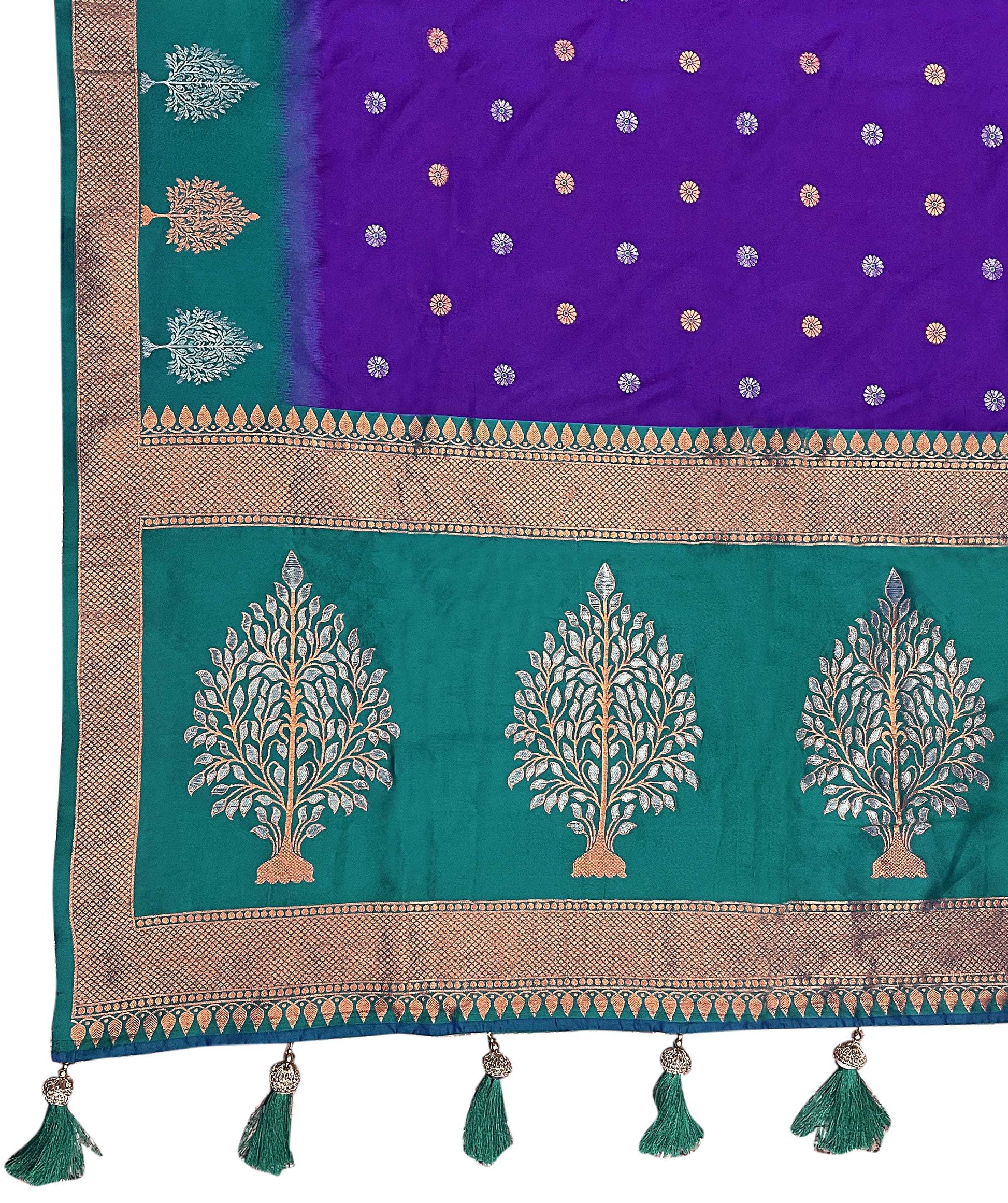 MANOHARI Banarasi Silk Blend Jacquard Work Saree - Purple - Dista