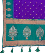 Thumbnail for MANOHARI Banarasi Silk Blend Jacquard Work Saree - Purple - Dista