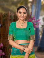 Thumbnail for MANOHARI Banarasi Silk Blend Jacquard Work Saree - Green - Dista