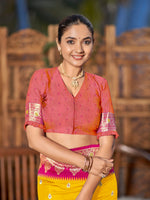 Thumbnail for MANOHARI Banarasi Silk Blend Jacquard Work Saree - Yellow - Dista