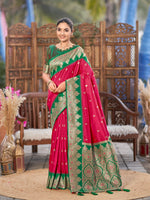 Thumbnail for MANOHARI Banarasi Silk Blend Jacquard Work Saree - Pink - Dista