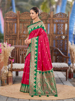 Thumbnail for MANOHARI Banarasi Silk Blend Jacquard Work Saree - Pink - Dista