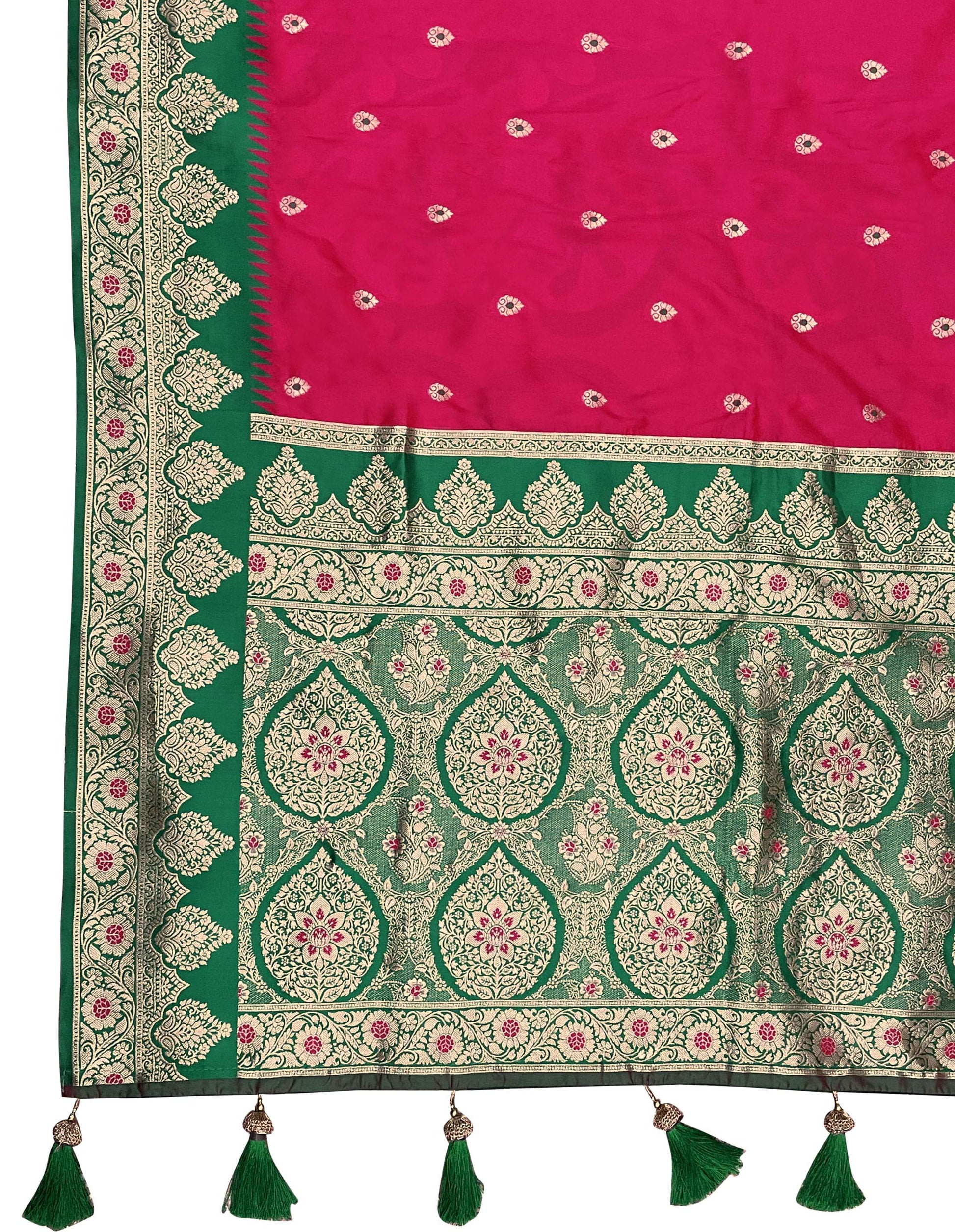 MANOHARI Banarasi Silk Blend Jacquard Work Saree - Pink - Dista