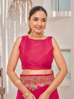 Thumbnail for MANOHARI Banarasi Silk Blend Jacquard Work Saree - Pink - Dista
