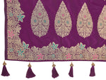 Thumbnail for MANOHARI Banarasi Silk Blend Jacquard Work Saree - Purple - Dista