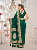 Thumbnail for MANOHARI Banarasi Silk Blend Jacquard Work Saree - Green - Dista