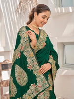 Thumbnail for MANOHARI Banarasi Silk Blend Jacquard Work Saree - Green - Dista