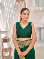 Thumbnail for MANOHARI Banarasi Silk Blend Jacquard Work Saree - Green - Dista