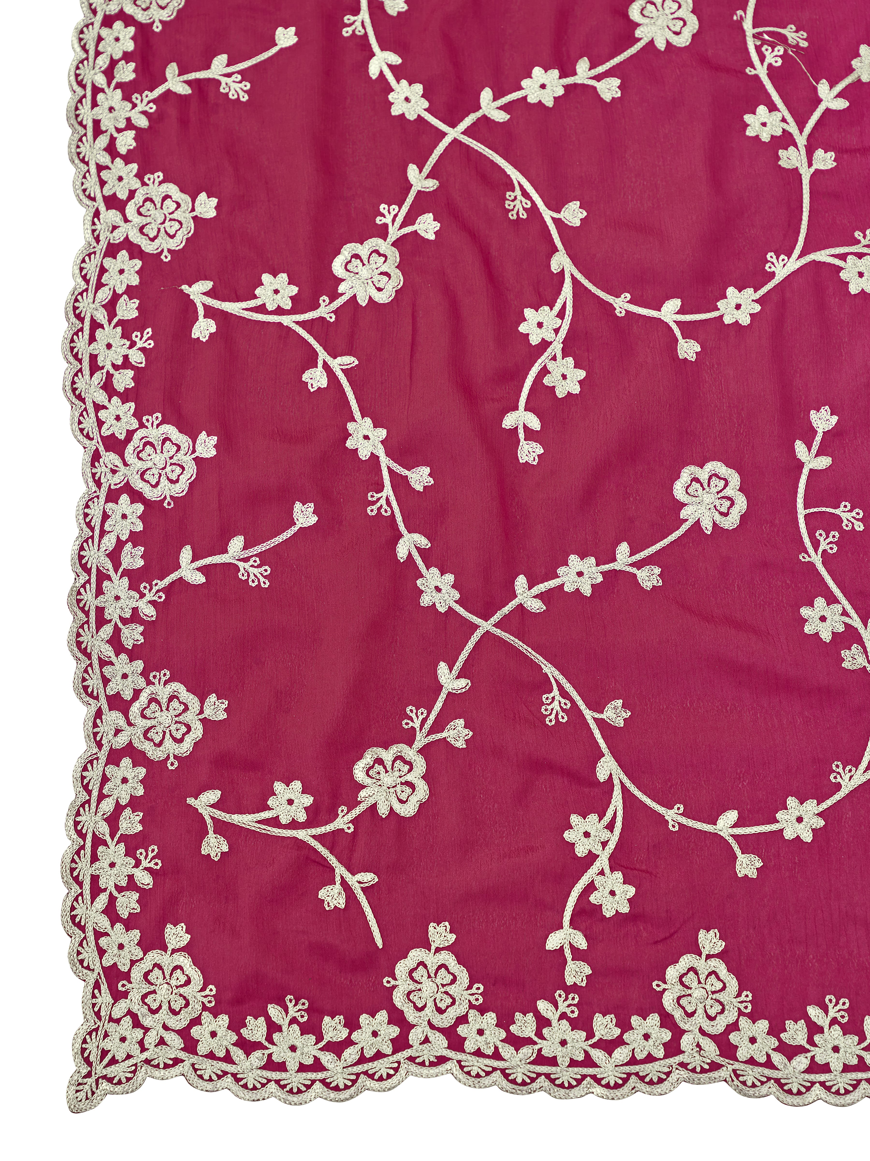 MANOHARI Georgette Embroidered Work Saree - Pink - Dista
