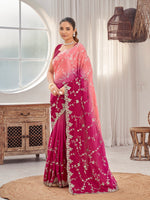 Thumbnail for MANOHARI Georgette Embroidered Work Saree - Pink - Dista