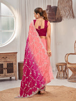 Thumbnail for MANOHARI Georgette Embroidered Work Saree - Pink - Dista