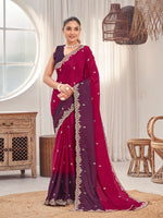 Thumbnail for MANOHARI Georgette Embroidered Work Saree - Red - Dista