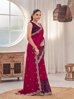 Thumbnail for MANOHARI Georgette Embroidered Work Saree - Red - Dista