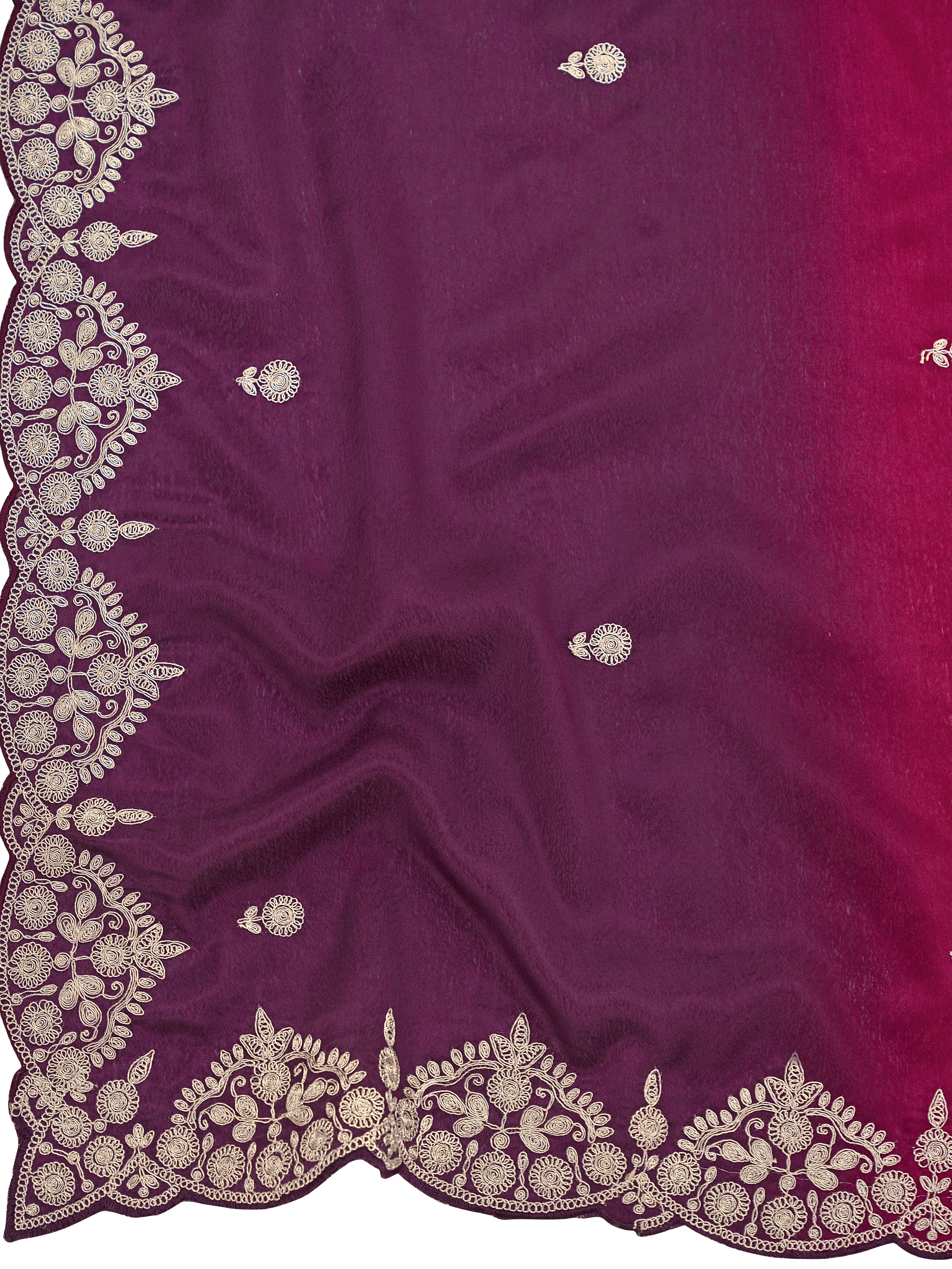 MANOHARI Georgette Embroidered Work Saree - Red - Dista