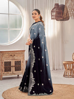 Thumbnail for MANOHARI Georgette Embroidered Work Saree - Black - Dista