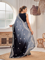 Thumbnail for MANOHARI Georgette Embroidered Work Saree - Black - Dista