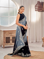 Thumbnail for MANOHARI Georgette Embroidered Work Saree - Black - Dista