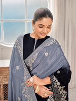 Thumbnail for MANOHARI Georgette Embroidered Work Saree - Black - Dista