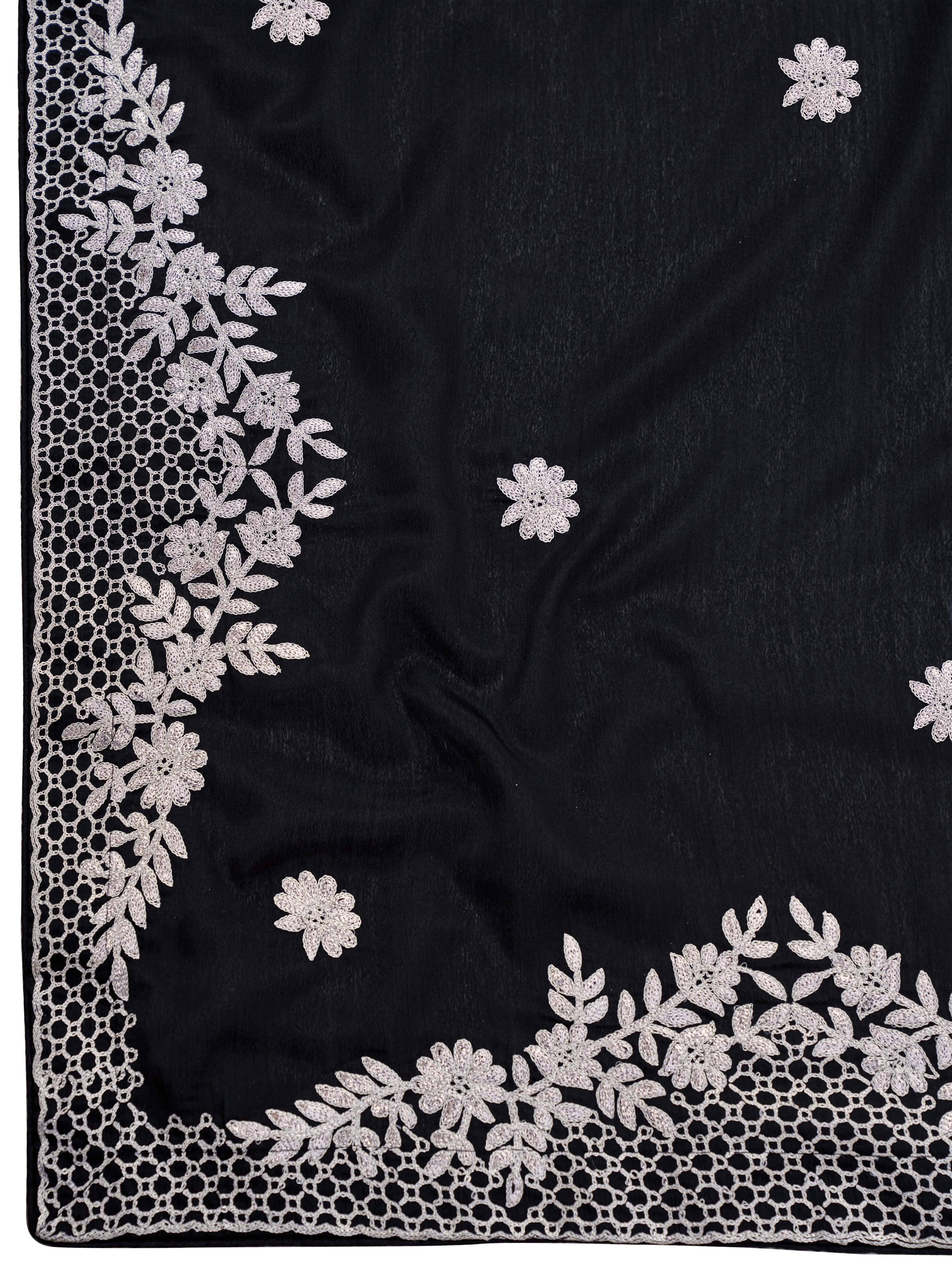 MANOHARI Georgette Embroidered Work Saree - Black - Dista
