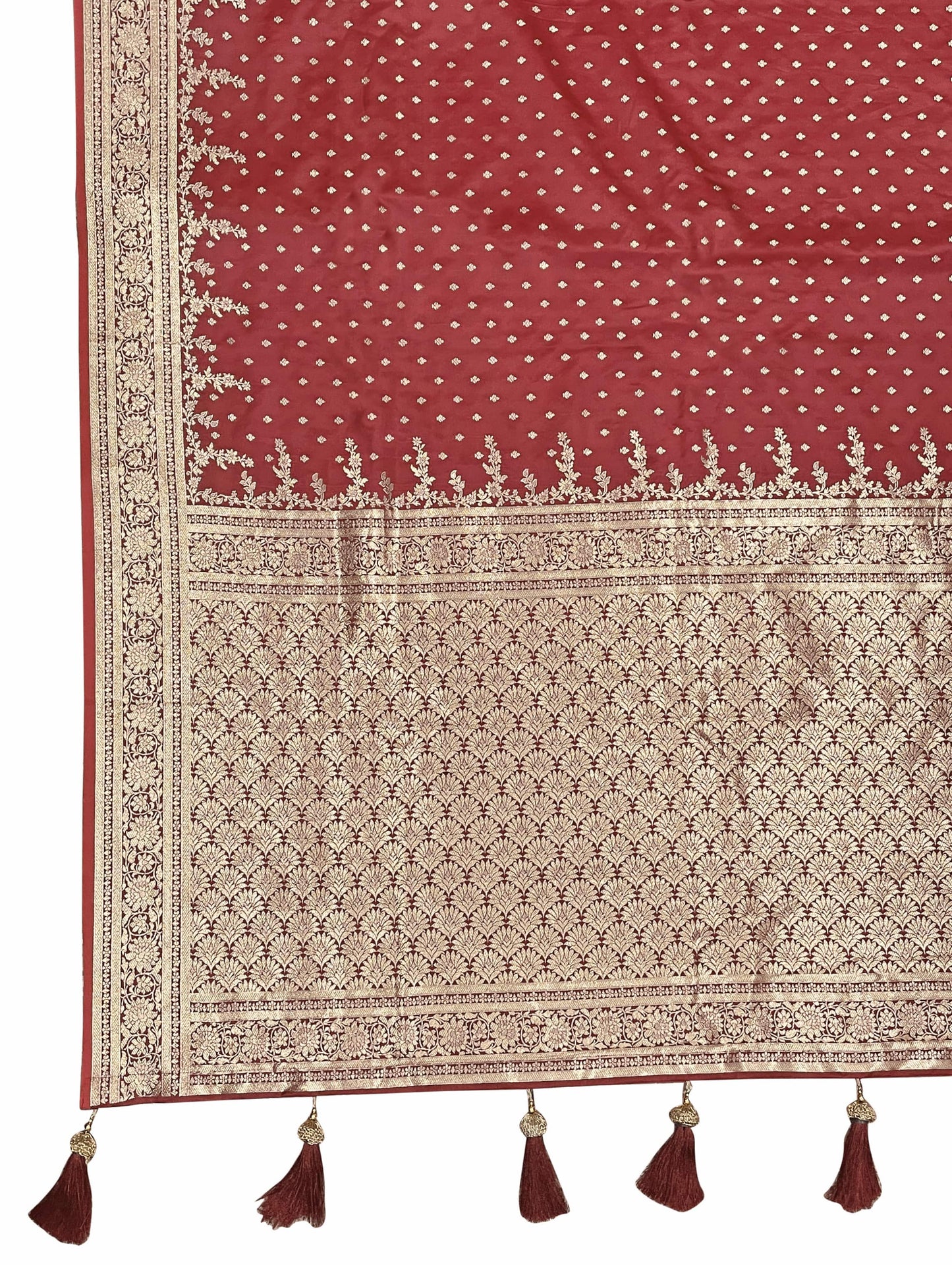 MANOHARI Banarasi Silk Blend Jacquard Work Saree - Red - Dista