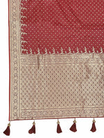 Thumbnail for MANOHARI Banarasi Silk Blend Jacquard Work Saree - Red - Dista