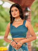 Thumbnail for MANOHARI Banarasi Silk Blend Jacquard Work Saree - Blue - Dista