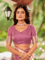 Thumbnail for MANOHARI Banarasi Silk Blend Jacquard Work Saree - Pink - Dista