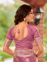 Thumbnail for MANOHARI Banarasi Silk Blend Jacquard Work Saree - Pink - Dista