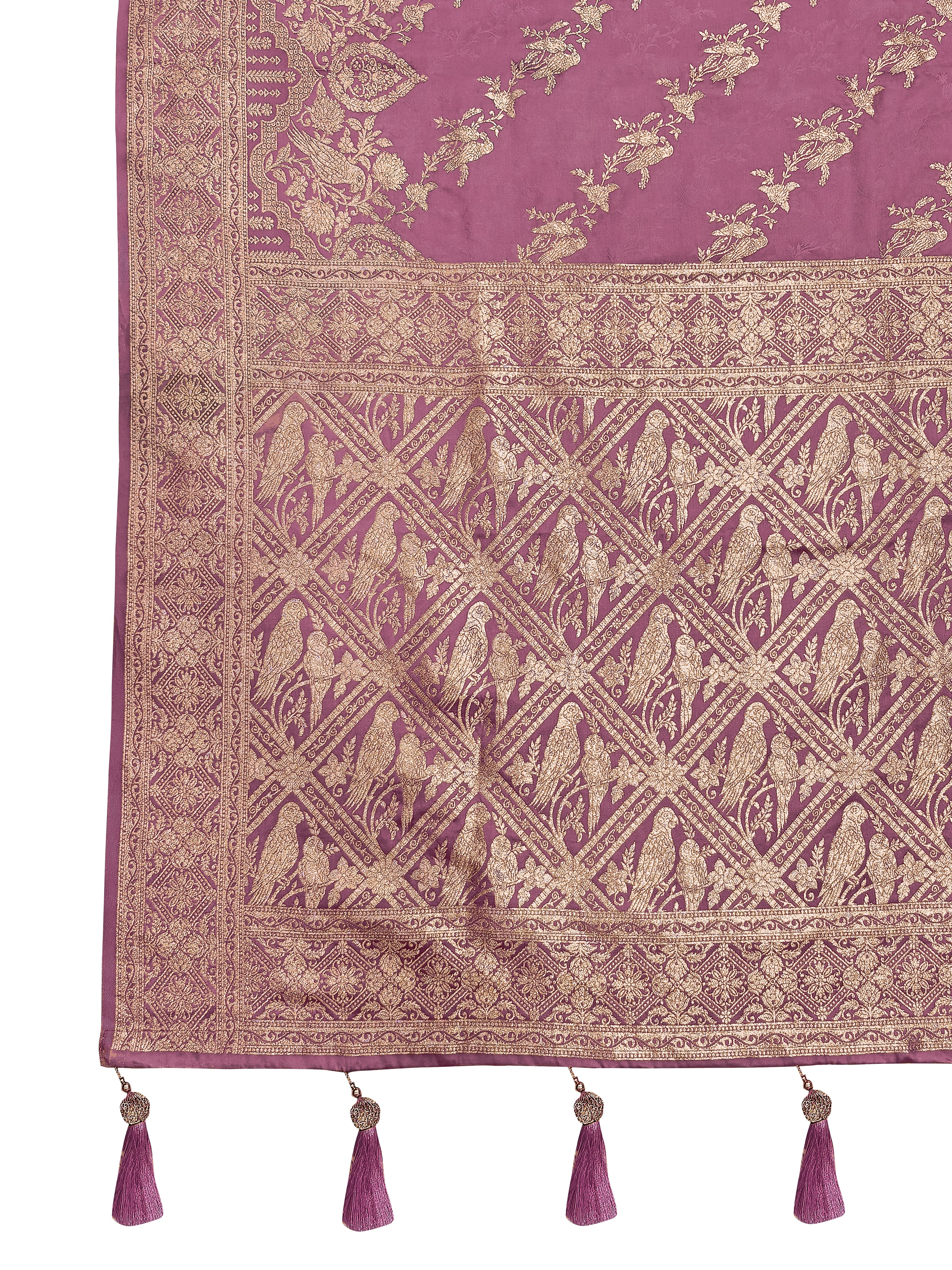 MANOHARI Banarasi Silk Blend Jacquard Work Saree - Pink - Dista