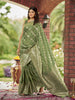 MANOHARI Banarasi Silk Blend Jacquard Work Saree - Green - Dista