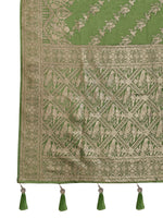 Thumbnail for MANOHARI Banarasi Silk Blend Jacquard Work Saree - Green - Dista