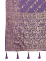 Thumbnail for MANOHARI Banarasi Silk Blend Jacquard Work Saree - Purple - Dista