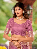Thumbnail for MANOHARI Banarasi Silk Blend Jacquard Work Saree - Pink - Dista