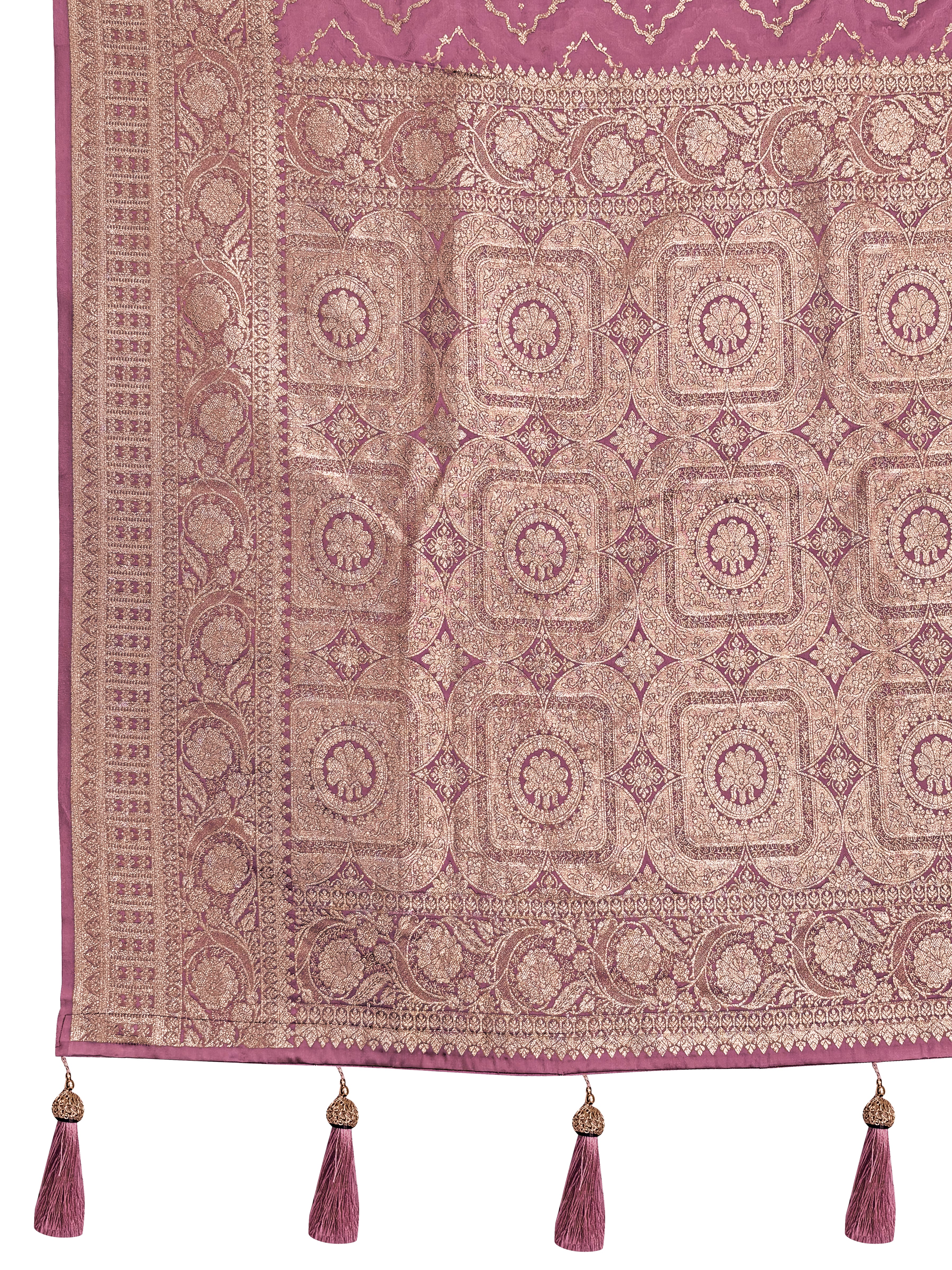 MANOHARI Banarasi Silk Blend Jacquard Work Saree - Pink - Dista