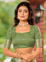 Thumbnail for MANOHARI Banarasi Silk Blend Jacquard Work Saree - Green - Dista