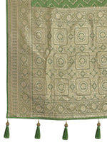 Thumbnail for MANOHARI Banarasi Silk Blend Jacquard Work Saree - Green - Dista