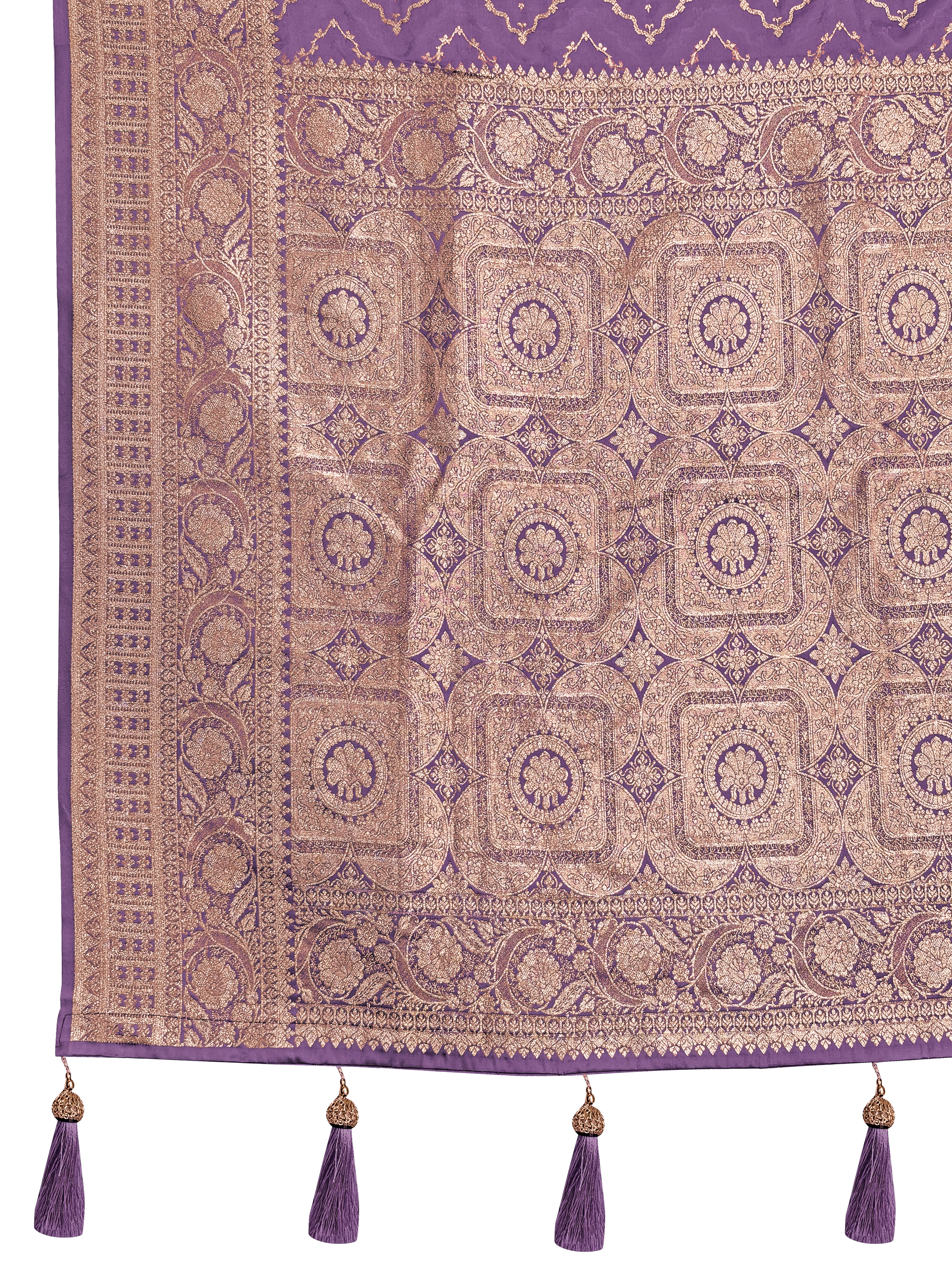 MANOHARI Banarasi Silk Blend Jacquard Work Saree - Purple - Dista