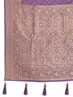 Thumbnail for MANOHARI Banarasi Silk Blend Jacquard Work Saree - Purple - Dista