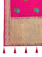 Thumbnail for MANOHARI Banarasi Silk Blend Jacquard Work Saree - Pink - Dista