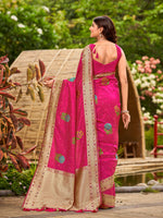 Thumbnail for MANOHARI Banarasi Silk Blend Jacquard Work Saree - Pink - Dista