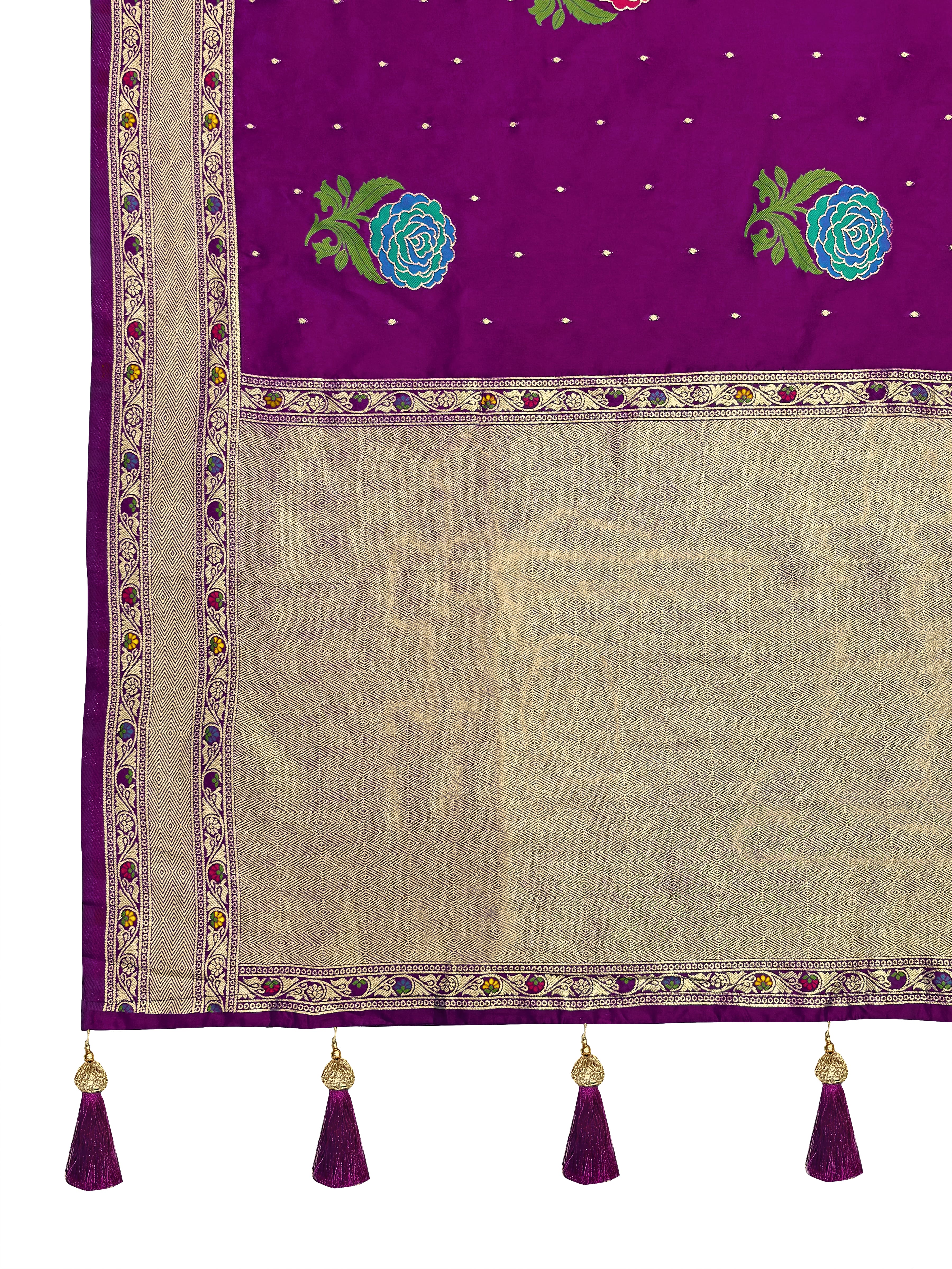 MANOHARI Banarasi Silk Blend Jacquard Work Saree - Pink - Dista