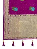 Thumbnail for MANOHARI Banarasi Silk Blend Jacquard Work Saree - Pink - Dista